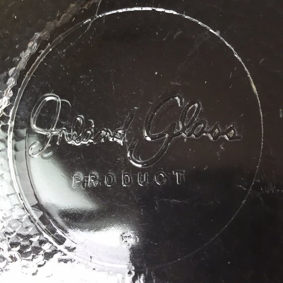 Inland Glass Serving Mixing Bowl Clear Pressed Textured Base Handles Vintage - Picture 8 of 12